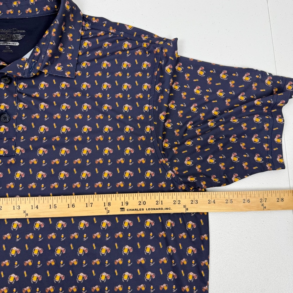 Straight Down Mens XL Beer Mug Print Performance Golf Polo Shirt Navy Blue‎ - Picture 3 of 12